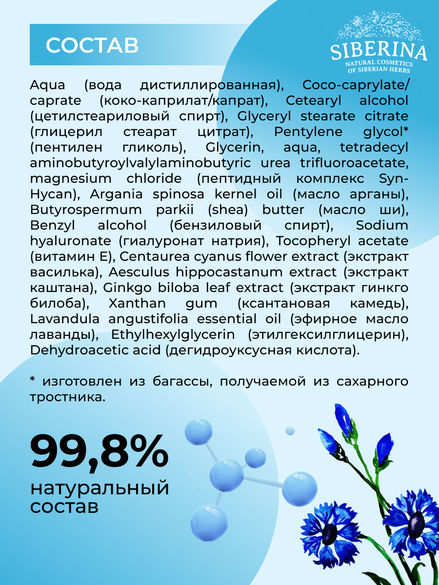 Антивозрастной гиалуроновый крем для контура вокруг глаз с пептидным  комплексом против возрастных морщин CRV(4)-SIB - купить в интернет-магазине  Siberina.ru в Москве